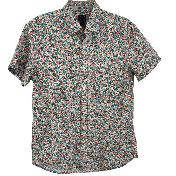 J.Crew Men Short Sleeve Flex Wash Button Shirt Preppy Colorful Green Size Medium - Picture 1 of 7